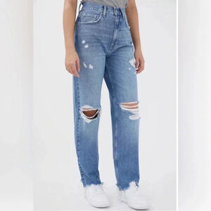 BDG High-Rise Baggy Fit Jeans Distressed Chewed Hem Size 26